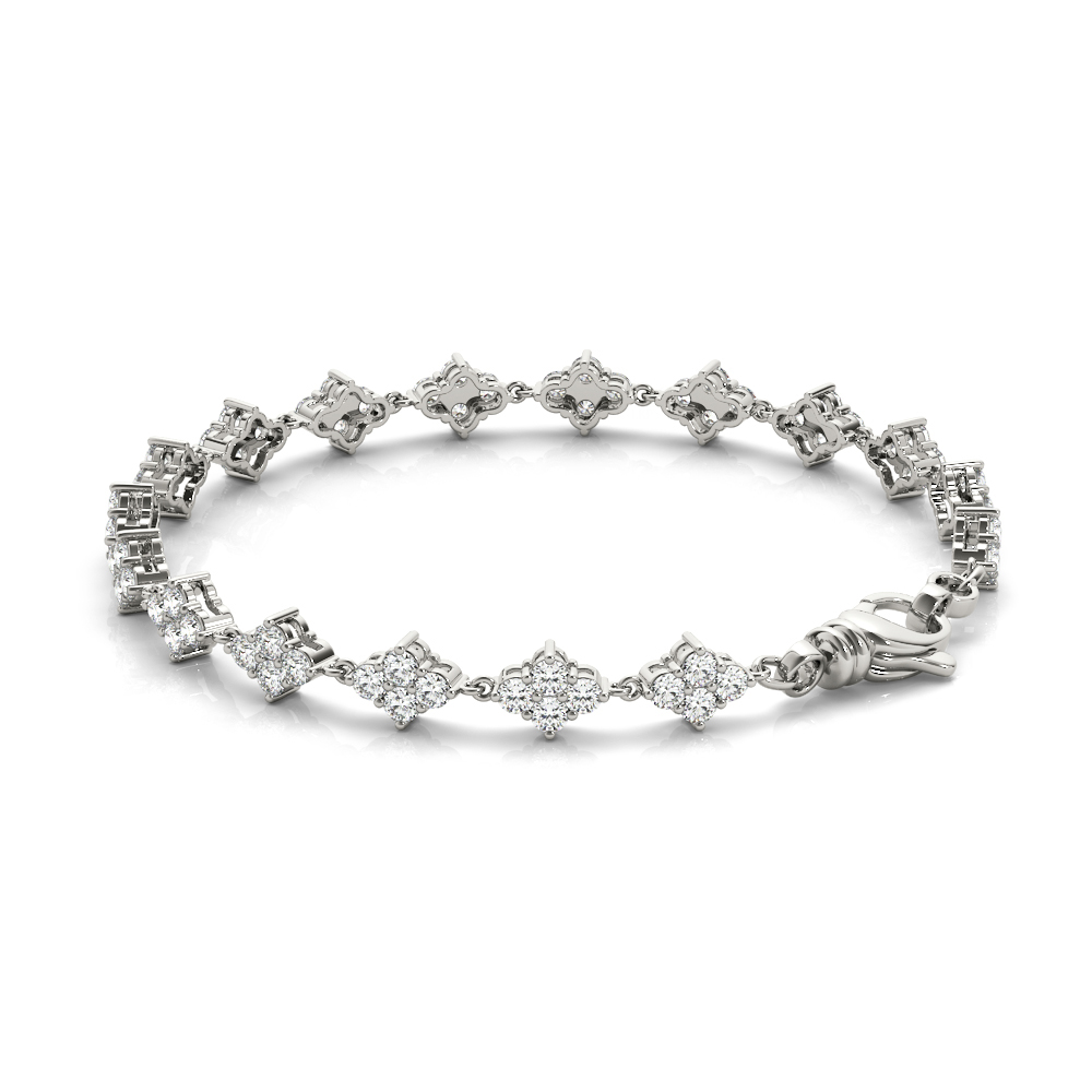 Clover Lab Diamond Tennis Bracelet-14K White Gold